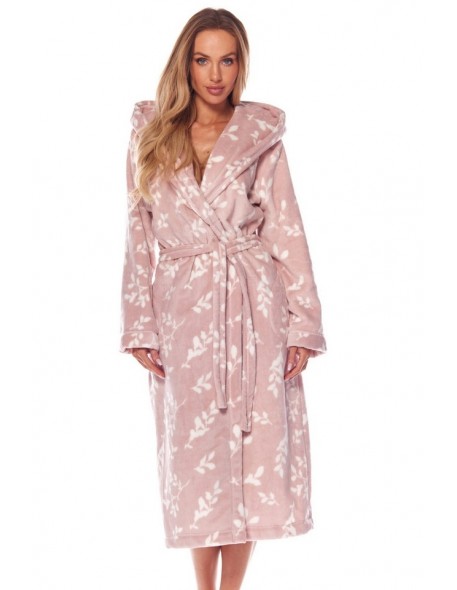 Bathrobe ladies' ciepły long with hood L&L Joanna 2210