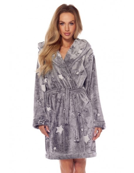 Bathrobe ladies' ciepły short with hood L&L Nela 2212