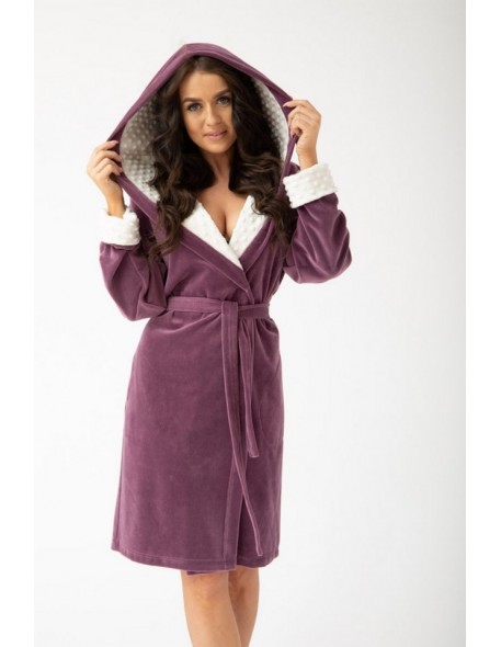 Bathrobe ladies' welurowy with hood Dorota FR-152